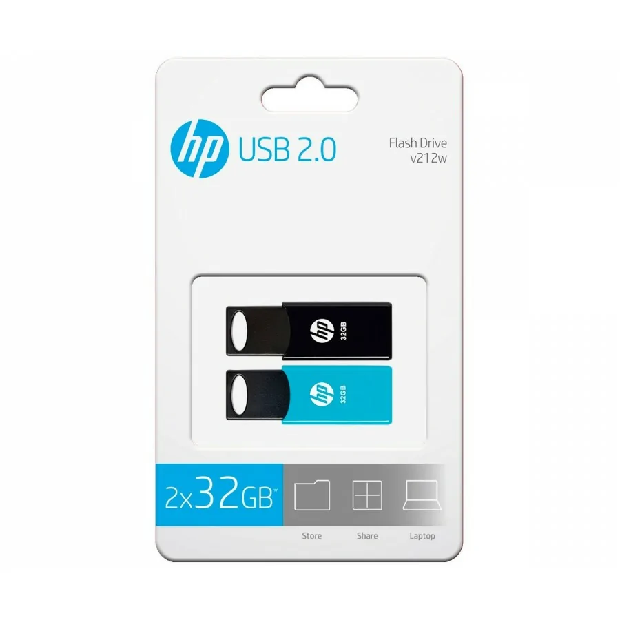 Pendrive HP v212w 32GB USB 2.0 Pack 2 Unidades Negro/Azul