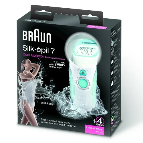 Braun Silk-Epil 7 Dual 7891 Wet & Dry 40 pinzas Verde, Blanco