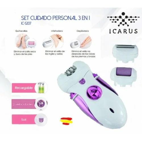 Depiladora, afeitadora y quitacallos Icarus IC-5207, Set de