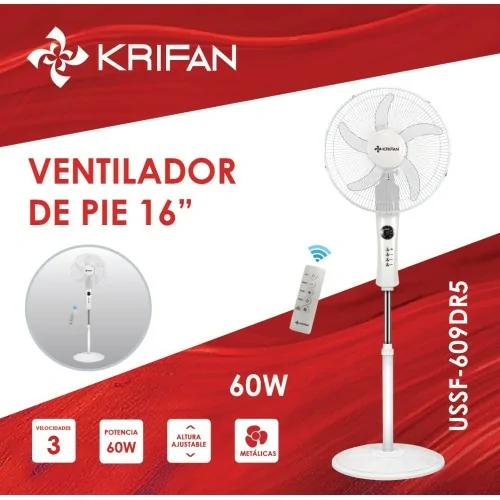 Ventilador De Pie Krifan USSF-609 16" 60W con Mando