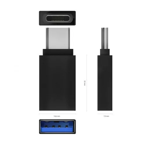 AISENS Mini Adaptador Aluminio USB 3.2 Gen1 3A, Tipo