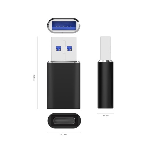 AISENS Mini Adaptador USB 3.2 Gen2 / USB 2.0 3A, Tipo
