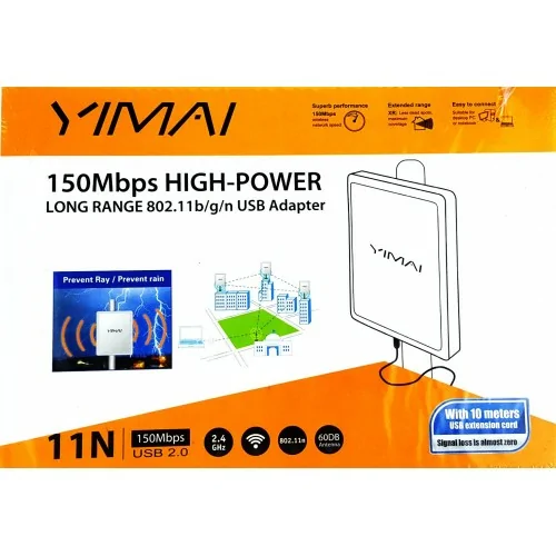 Antena Exterior Wi-Fi Yimai 150mbps High Power 11n USB 2.0
