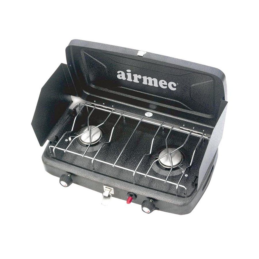 COCINA GAS CON PROTECTORES CONTRA VIENTO 2 FUEGOS AIRMEC