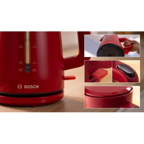 Bosch TWK3M124 tetera eléctrica 1,7 L 2400 W Rojo