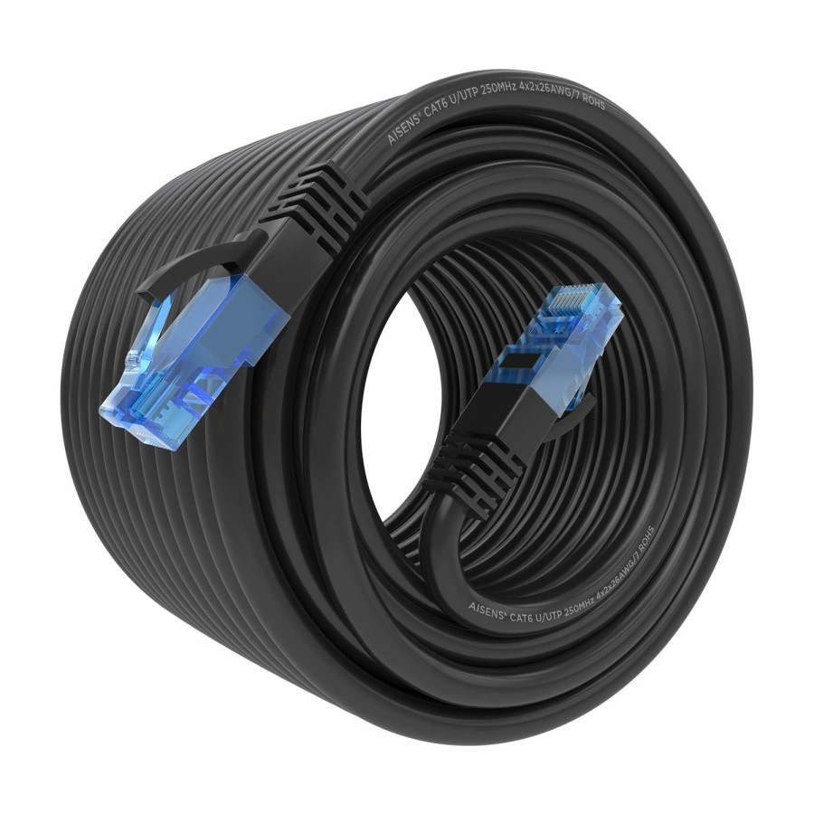 AISENS Cable De Red Latiguillo RJ45 Cat.6 UTP AWG26 CCA, Negro