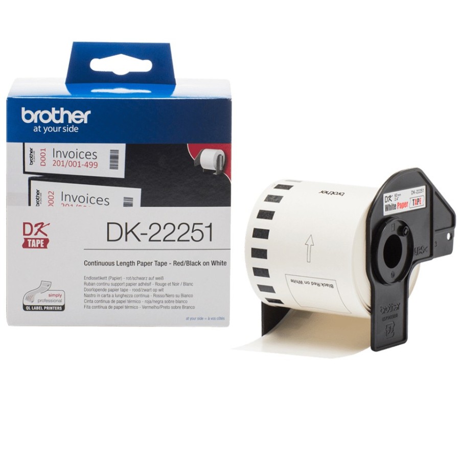 Brother DK-22251 cinta para impresora de etiquetas Negro y rojo sobre blanco Brother DK-22251 cinta para impresora de etiquetas Negro y rojo sobre blanco