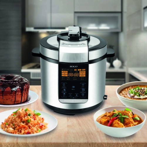 Sogo OLL-SS-10610 olla a presión 6 L Negro, Acero inoxidable 1000 W