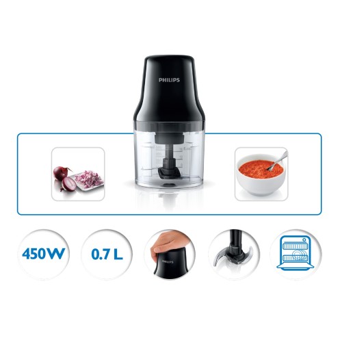 Philips Daily Collection Picadora 450 W con recipiente de plástico de 0,7 l y 2 cuchillas