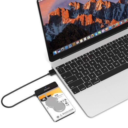 AISENS Adaptador SATA a USB-A USB3.0 USB3.1 Gen1 para Discos Duros 2.5″, Negro