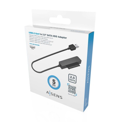 AISENS Adaptador SATA a USB-A USB3.0 USB3.1 Gen1 para Discos Duros 2.5″, Negro