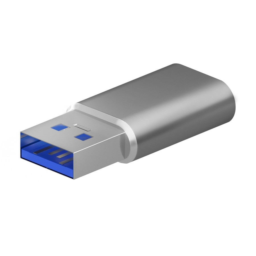 AISENS Mini Adaptador USB 3.2 Gen2 USB 2.0 3A, Tipo USB-C H-A M, Gris