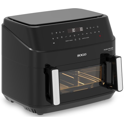 Sogo FRE-SS-10895 freidora Doble 10,5 L Independiente 2600 W Freidora de aire caliente Negro