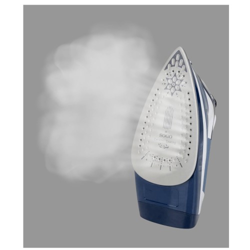 Sogo PLA-SS-6385 plancha Plancha vapor-seco Suela de cerámica 3000 W Azul, Blanco
