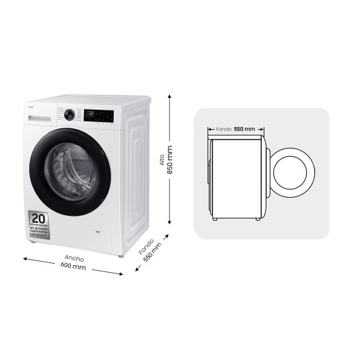 Samsung Lavadora AI 10Kg AI EcoBubble™ Clase A Blanca WW10FG5U34AEEC