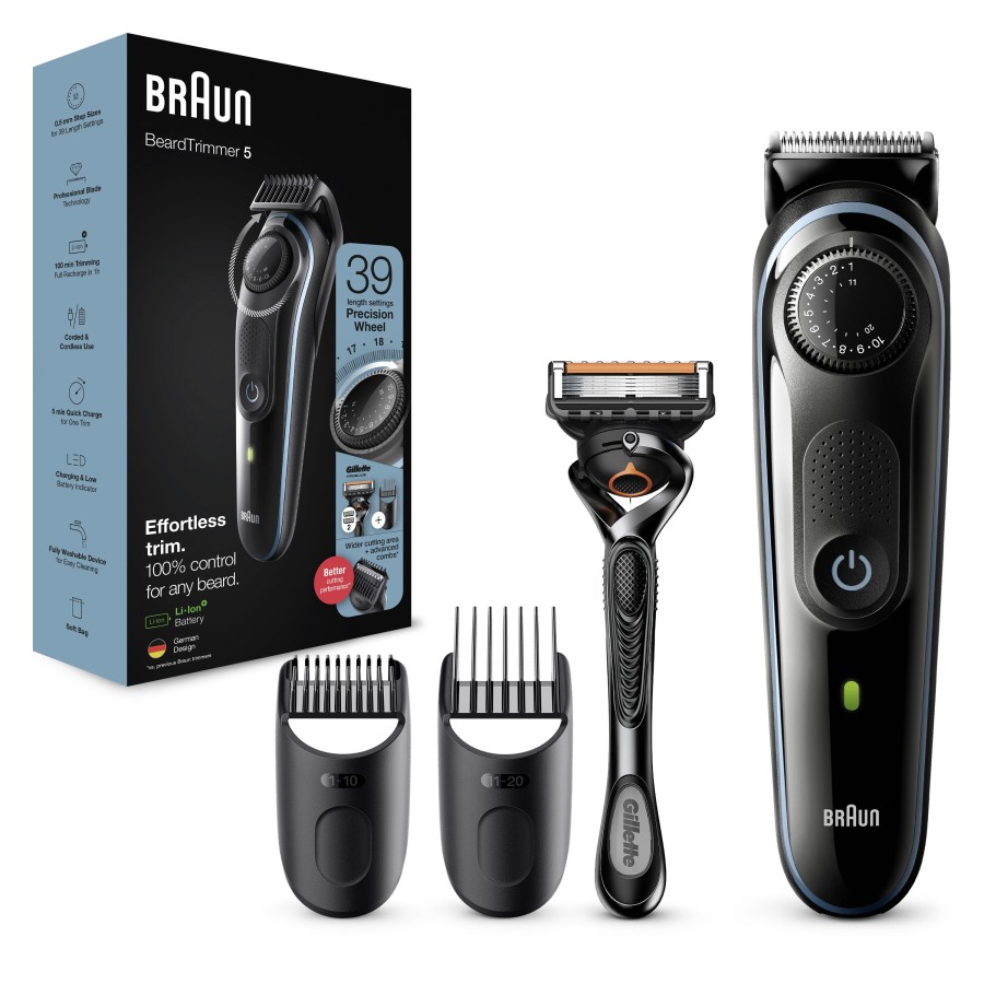Braun BeardTrimmer 5 BT5341 Batería 39 2 cm Negro, Azul