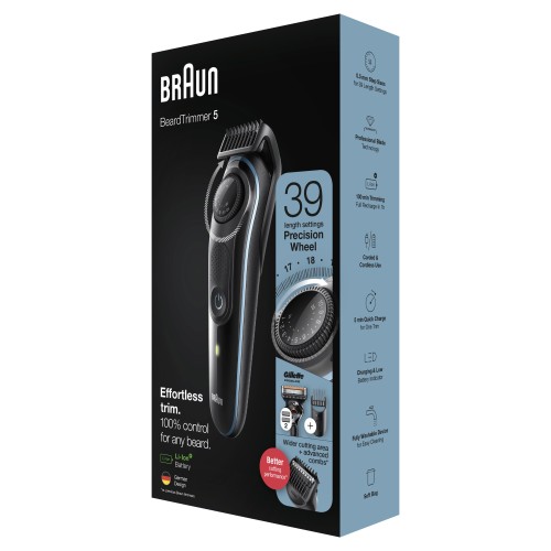 Braun BeardTrimmer 5 BT5341 Batería 39 2 cm Negro, Azul
