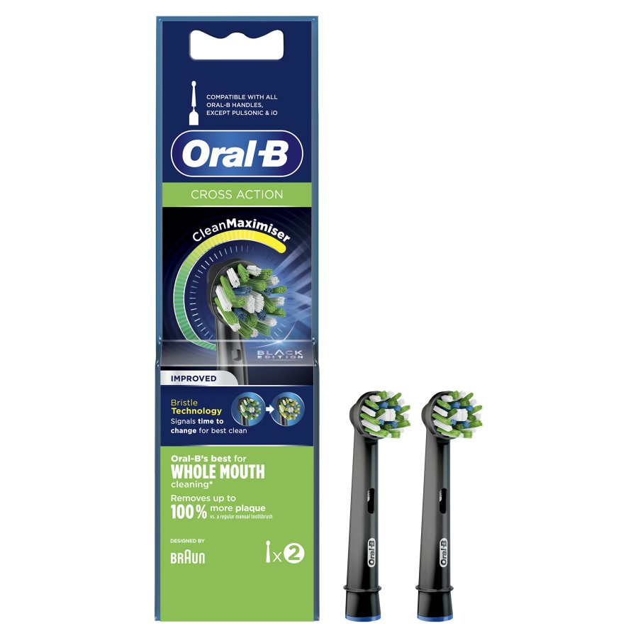Oral-B CrossAction Clean Maximiser Brush Heads 2 pieza(s) Negro