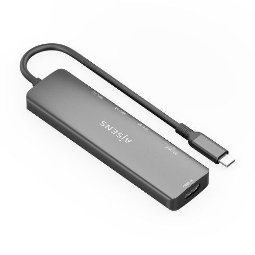 AISENS USB-C Dock 6 en 1, USB-C A, 1x HDMI, 3x USB-A, 1x SD, 1x MicroSD, Gris, 15cm