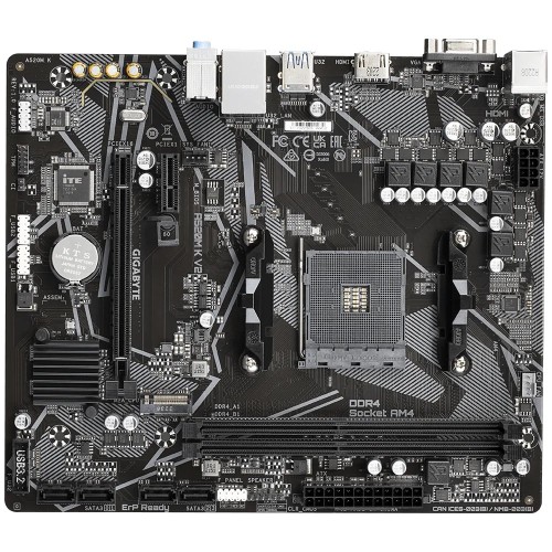 GIGABYTE Placa base A520M K V2 - Compatible con CPUs AMD Ryzen serie 5000 AM4, hasta 5100MHz DDR4 (OC), PCIe Gen3 x4 M.2, LAN