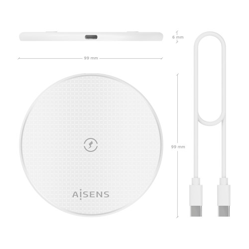 AISENS Cargador Inalambrico USB-C 15W Para Movil, Blanco AISENS Cargador Inalambrico USB-C 15W Para Movil, Blanco
