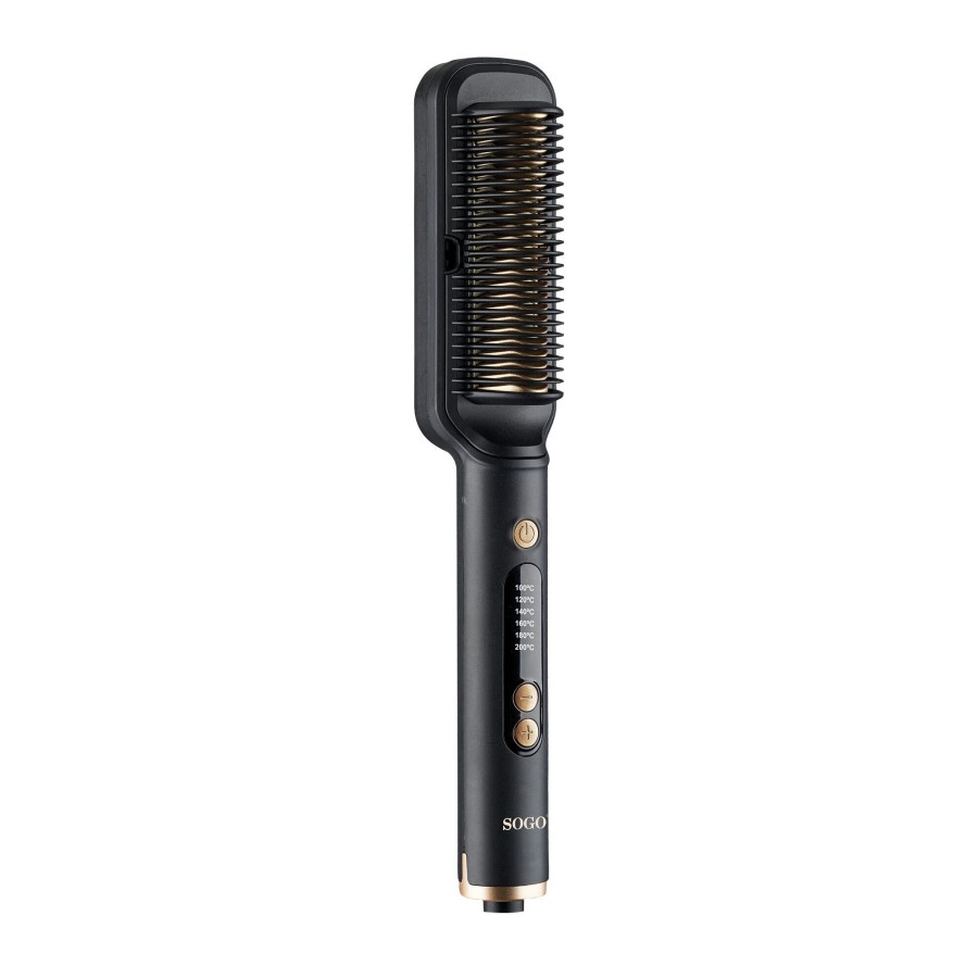Sogo PPE-SS-3715 Utensilio de peinado Cepillo alisador Caliente Negro 30 W