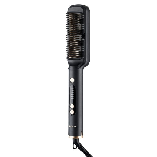 Sogo PPE-SS-3715 Utensilio de peinado Cepillo alisador Caliente Negro 30 W